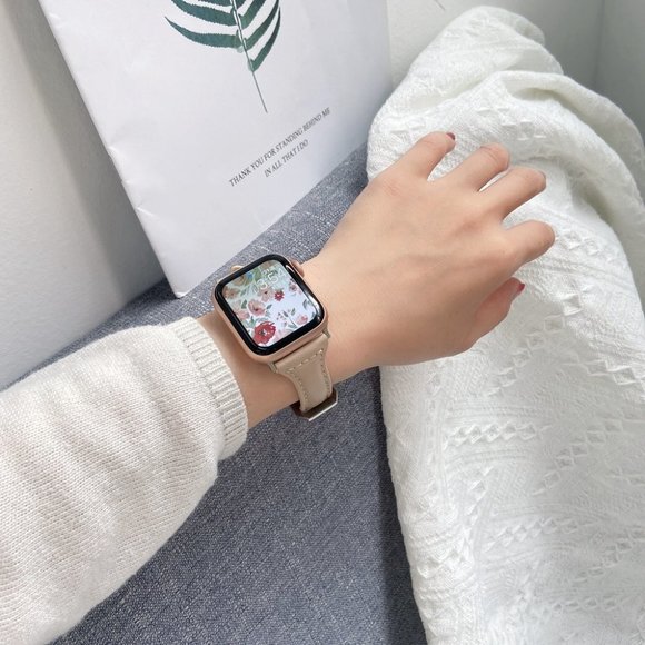 NEW[BAND] Slim Nude Strap Leather For Apple Watch - Picture 2 of 5